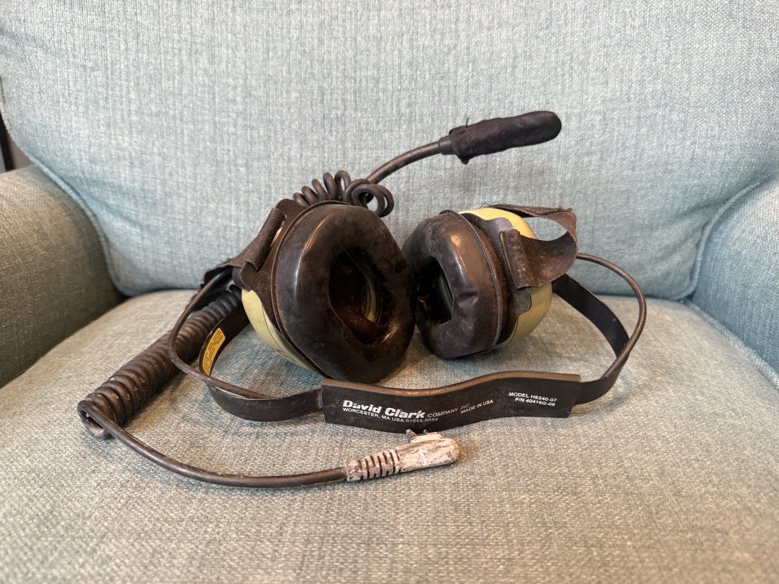 DAVID CLARK MODEL H6240-07 Aviation Pilot Head Headset Tested Read