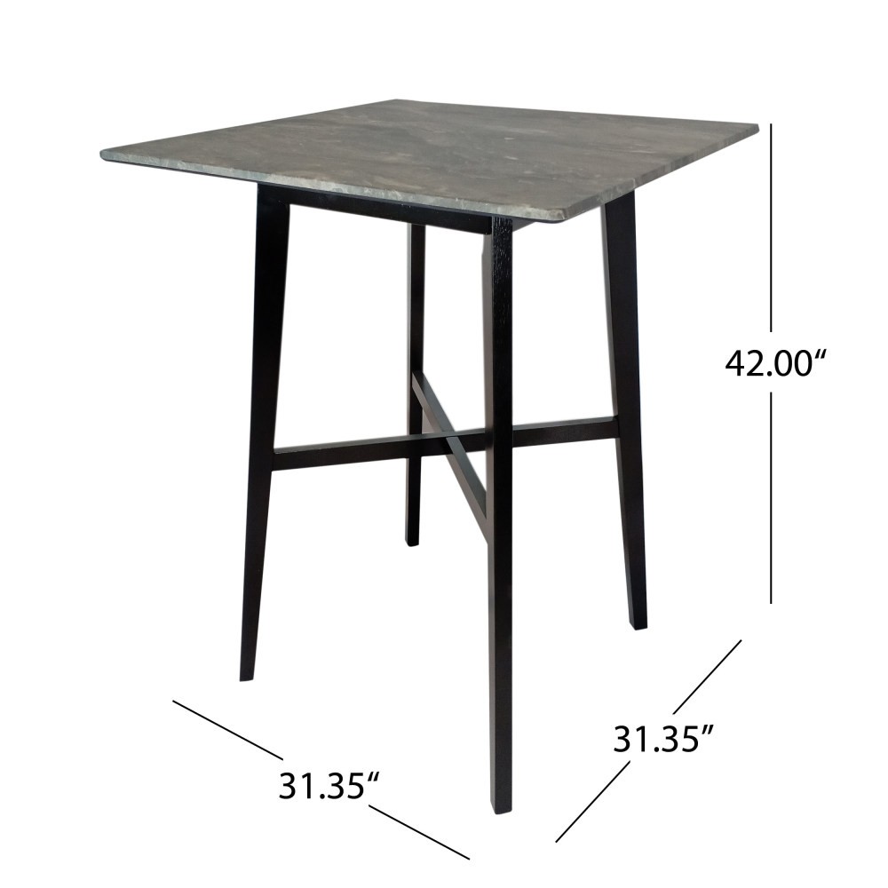 Dining Table Rubberwood Legs Marble Finish High-Pressure Laminate Surface