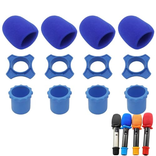4 Set Blue Wireless Handheld Microphone Protection Kit - Shakeproof Anti