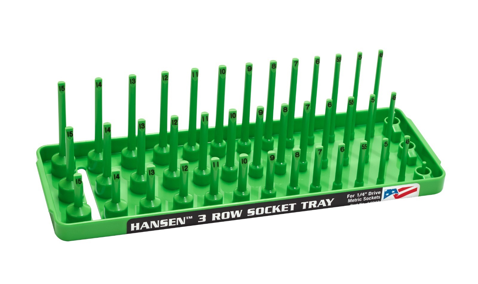 Hansen 6pc Socket Holder Tray Organizer Set 3 Row 1/4 3/8 1/2 Deep Shallow