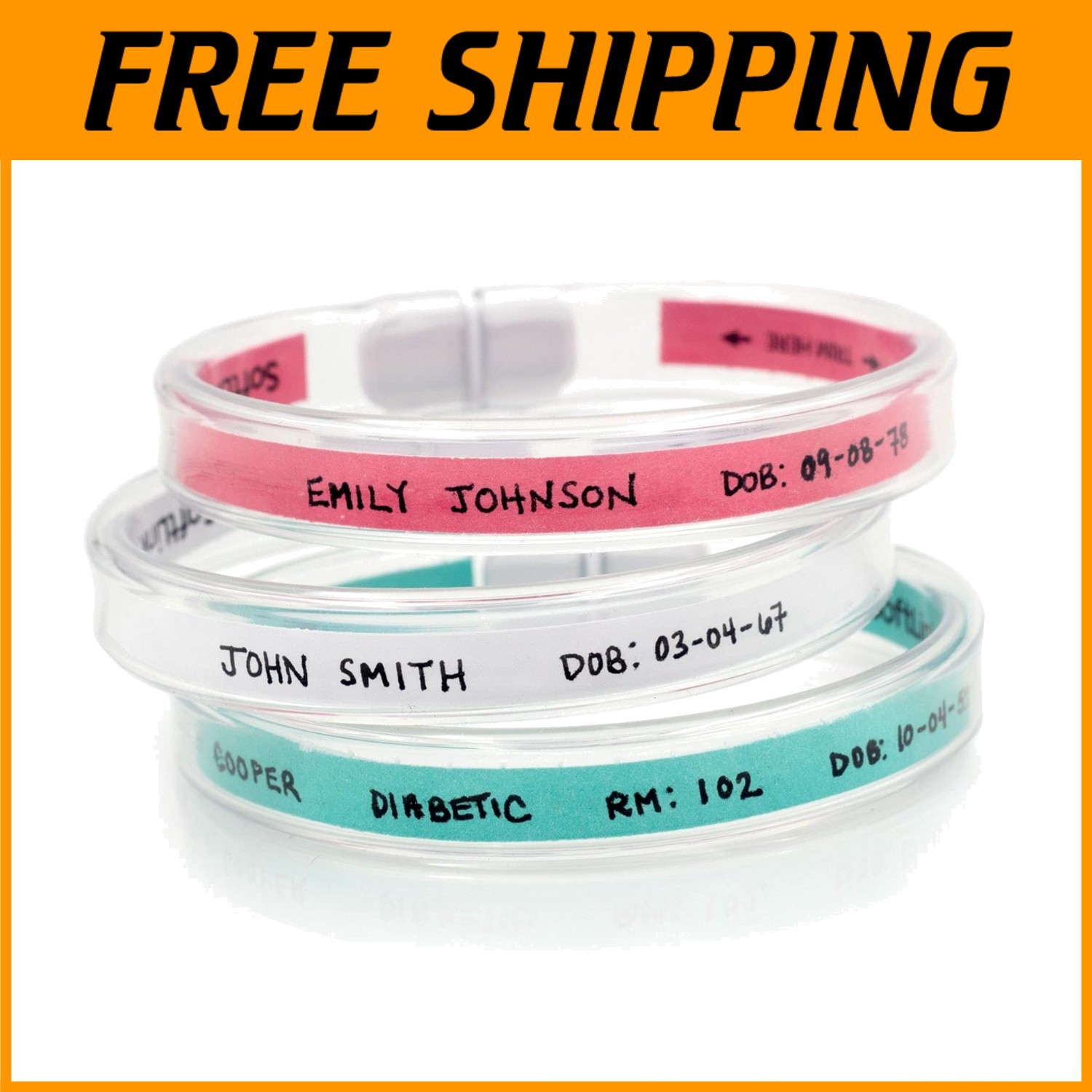 Waterproof Hospital ID Bracelets, 50 Pack - Event Bands