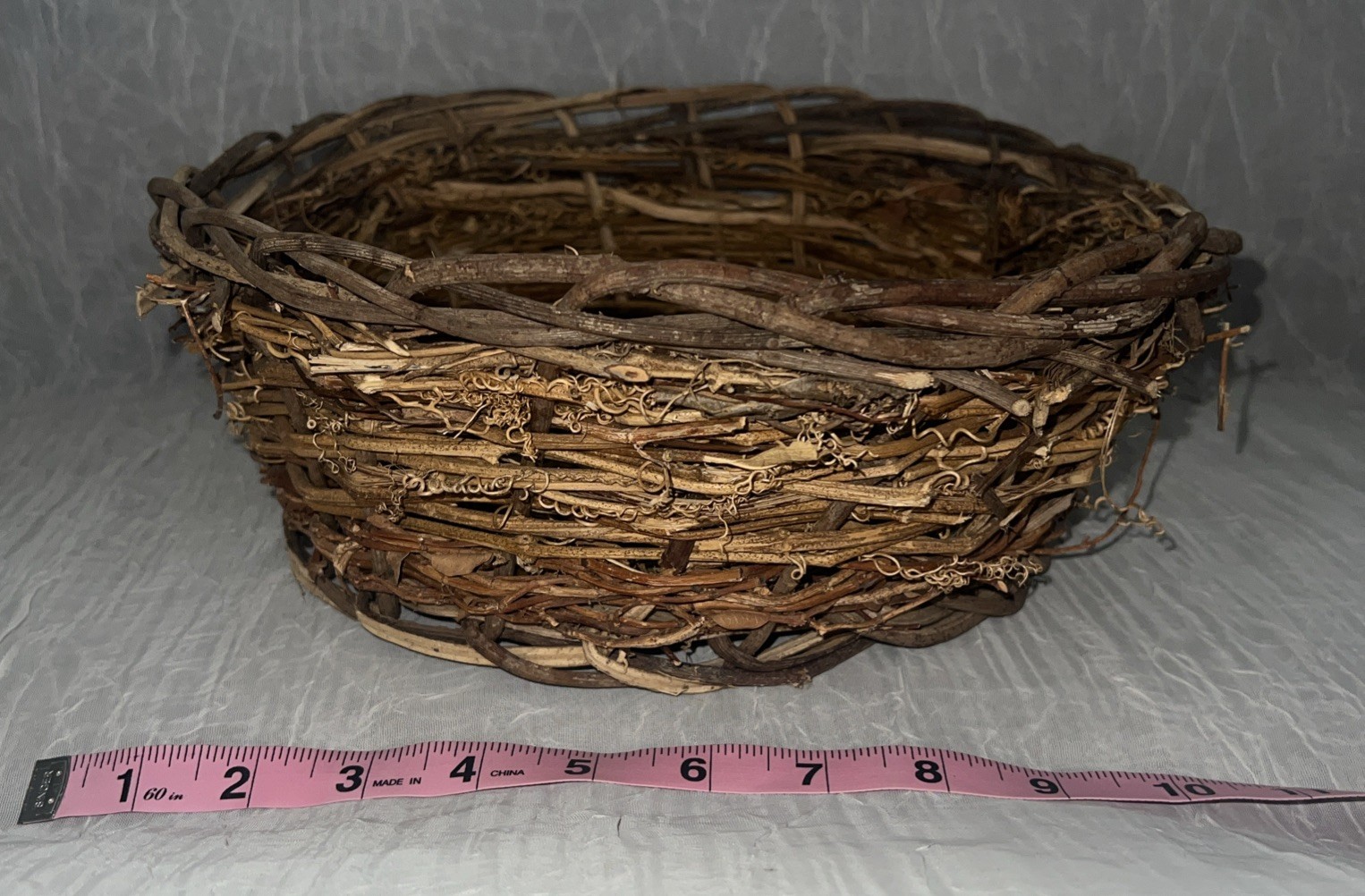 Rustic Birds Nest Hand Woven Basket 11” X 4”