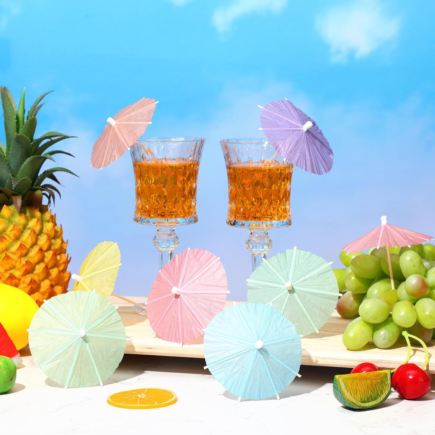 150 Pcs Drink Umbrellas Cocktail Picks Solid Color Style Mini Umbrella for Drink