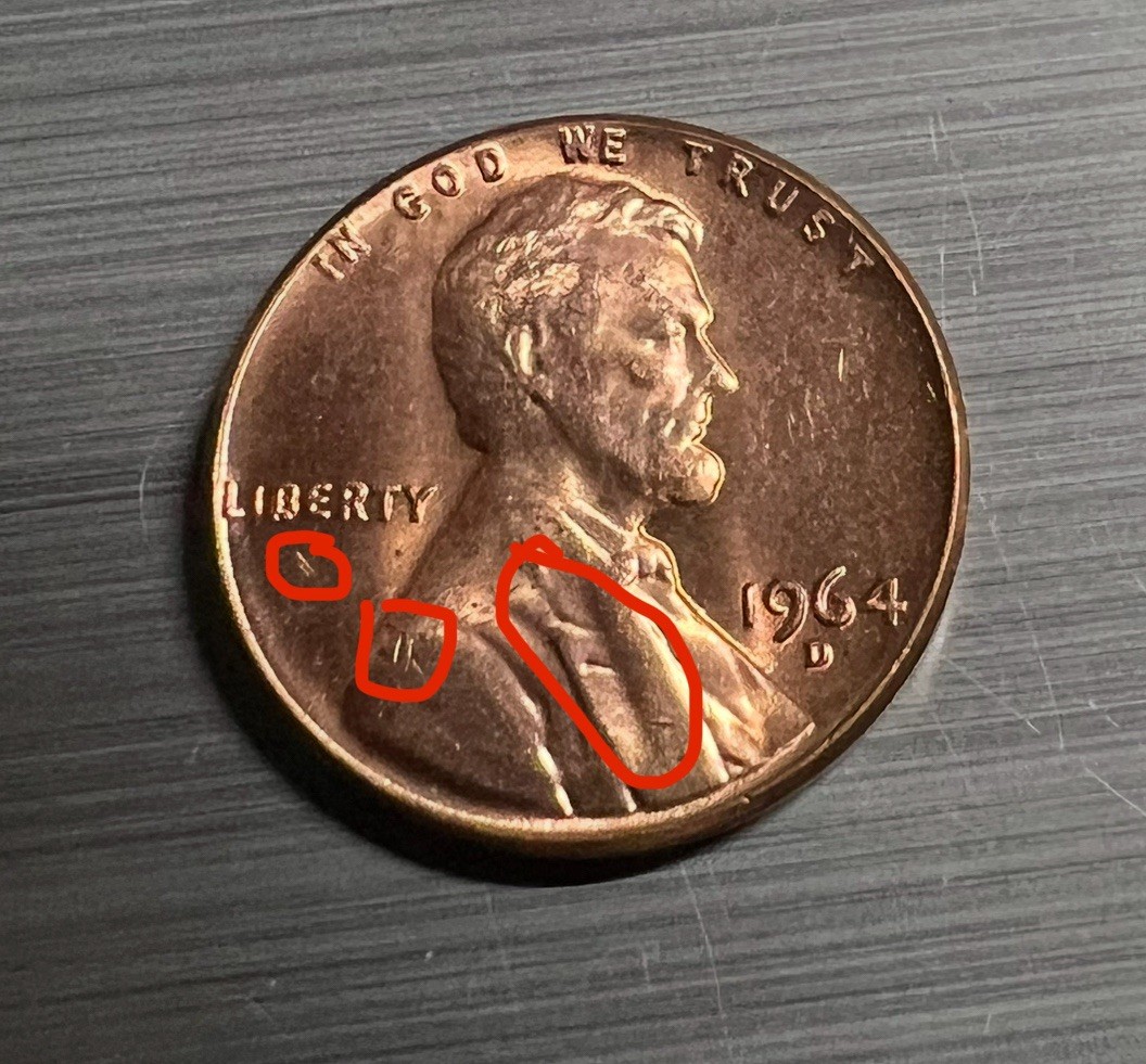Rare Stunning 1964-D Lincoln Memorial Penny With Errors
