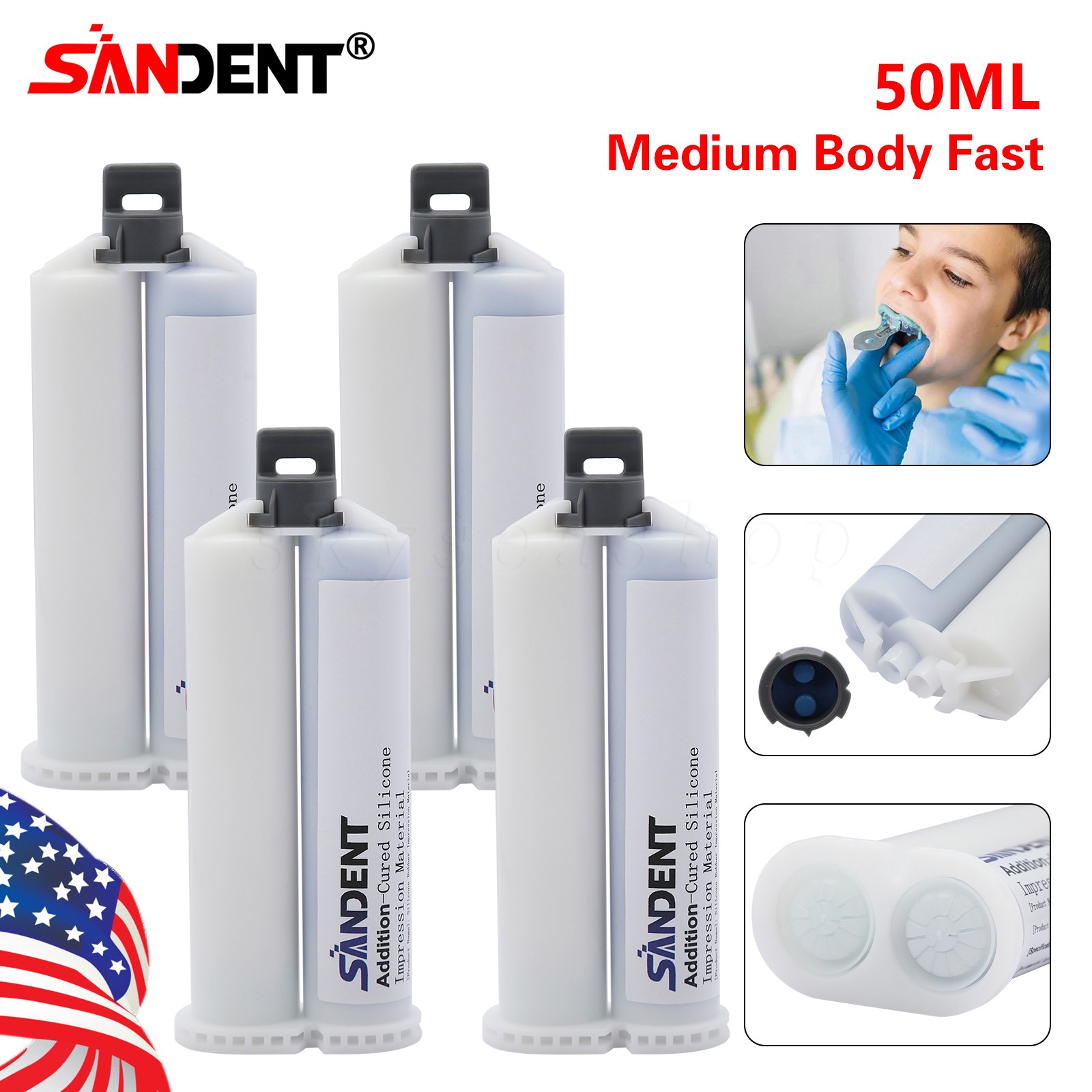 4 x Medium Body Rapid Set Dental Impression Material VPS PVS 50ml