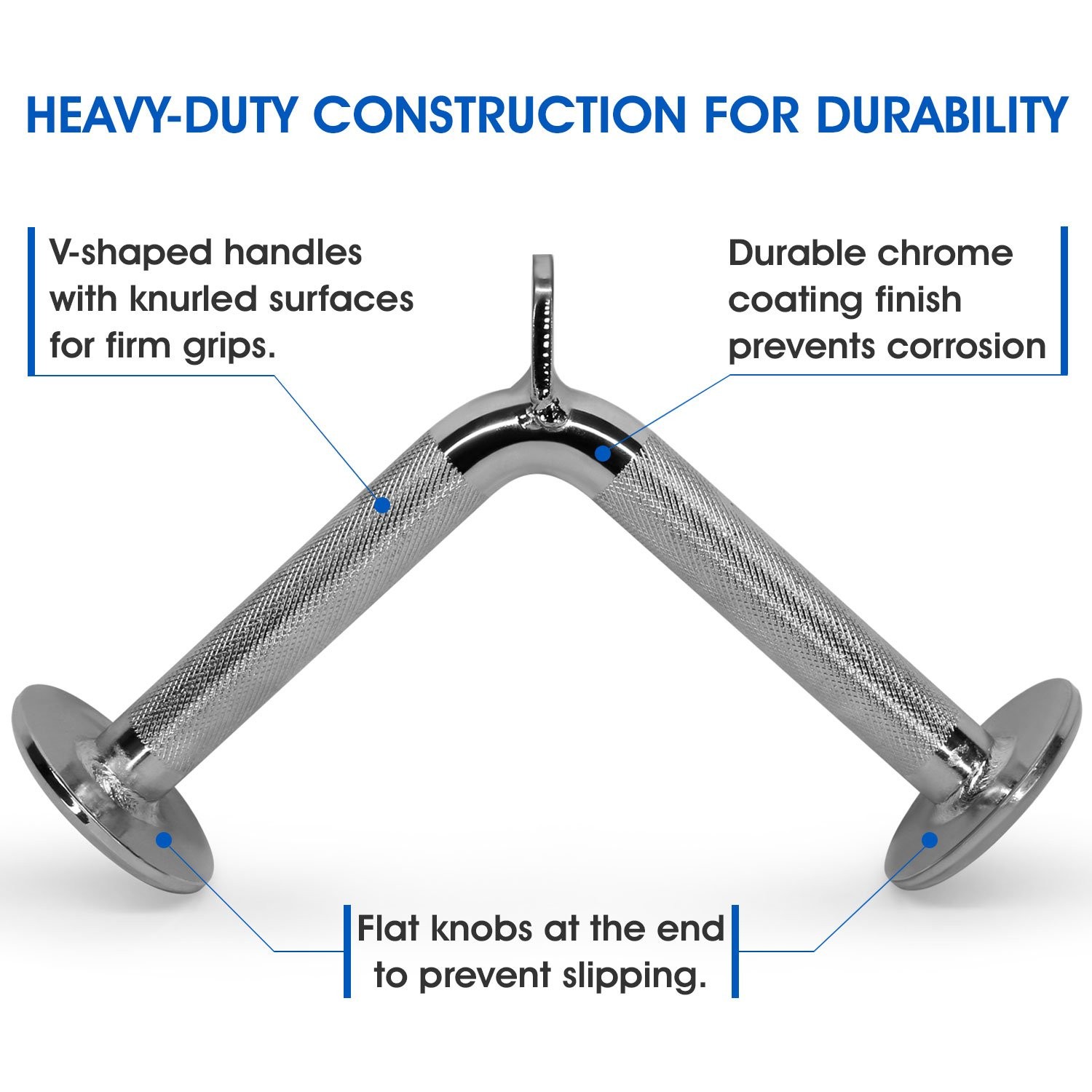 Chrome V Bar Cable Attachment for Tricep Bicep Curls Multi Workout Gym Use