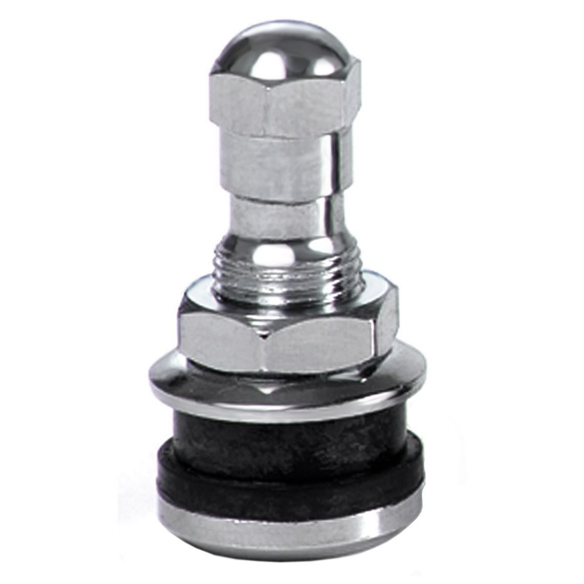 Chrome Steel Shaft Valve Stem & Cap, Straight Fits 0.453" Or 0.625" Hole, 4 Pack