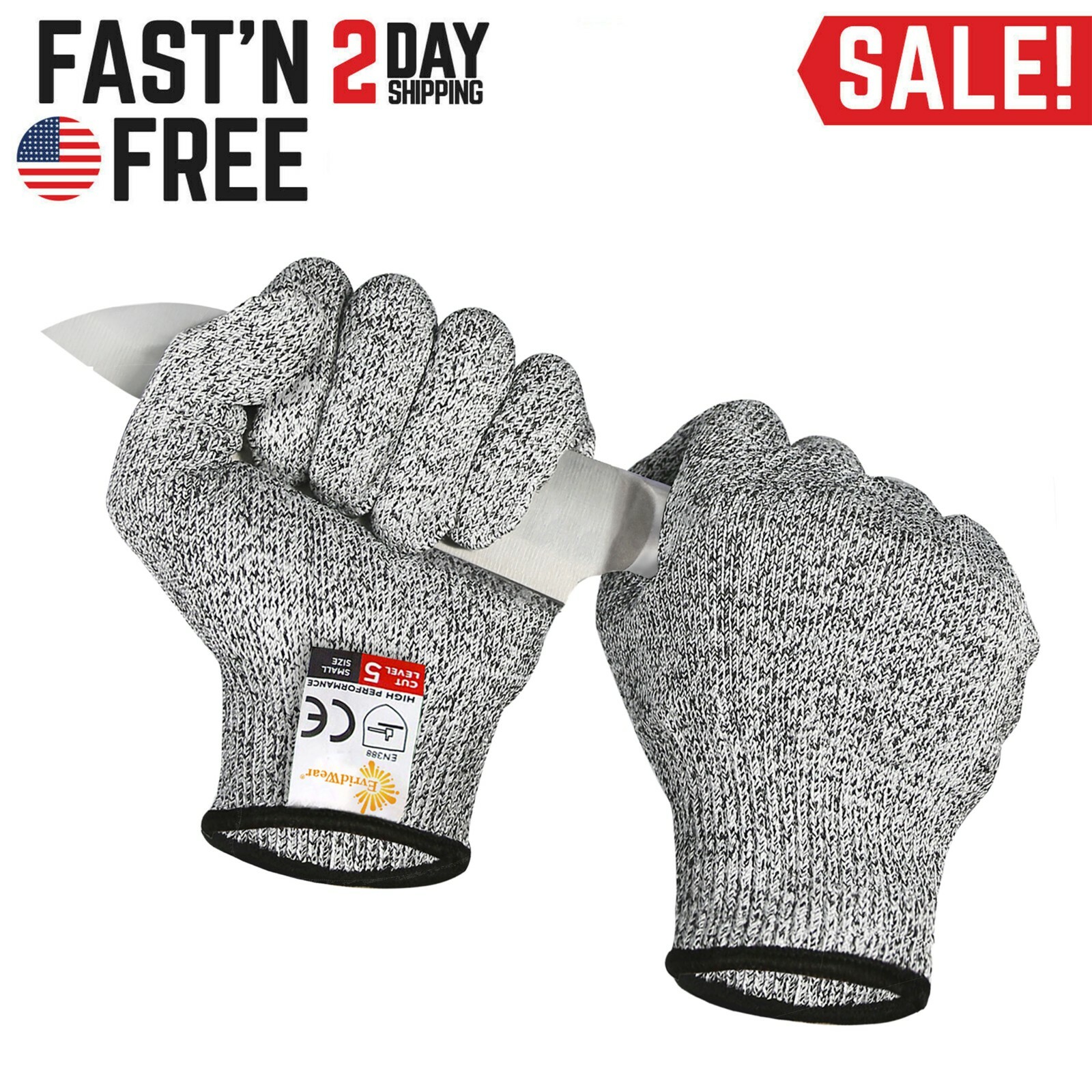 EvridWear Cut Resistant Gloves Food Grade Level 5 Safety Protection Garden Kitch