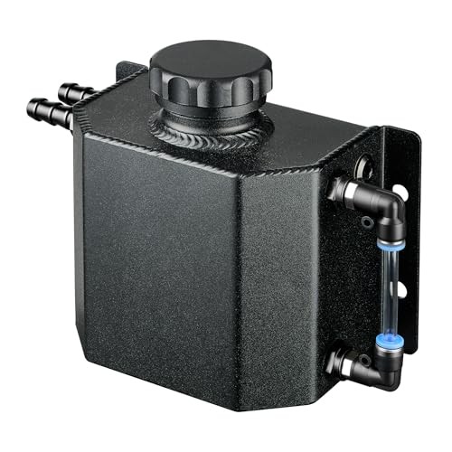 Coolant Overflow Tank, Aluminum Radiator Tank, Reservoir Expansion 1L Black