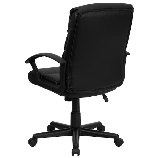 Flash Furniture Go-1004-Bk-Lea-Gg Leather Task Chair, 17-1/2" To 21-1/2", Black