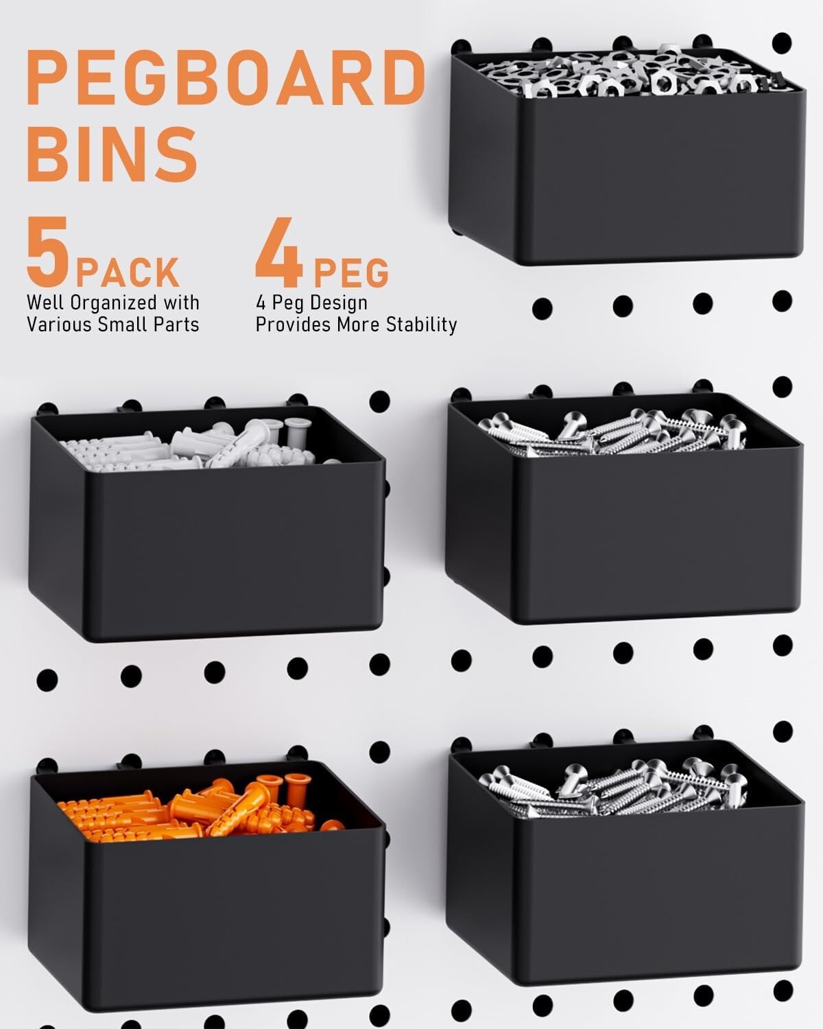 122PCS Pegboard Accessories Organizer Kit, Peg Board Hooks Set with Bins for Han