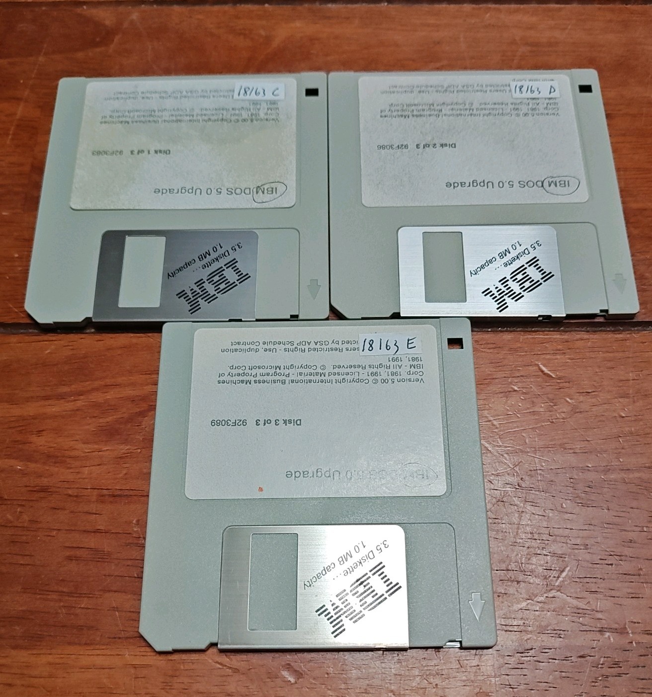 IBM DOS 5.0 Upgrade 3 x 3.5" Media Floppy Diskettes UNTESTED