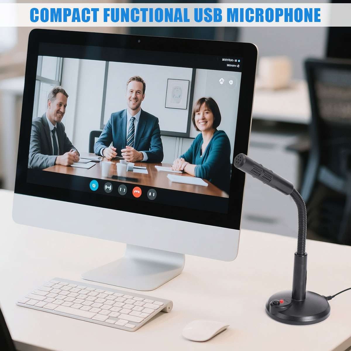 Computer Mini Condenser Microphone USB Stand Recording Mic For PC Desktop Laptop