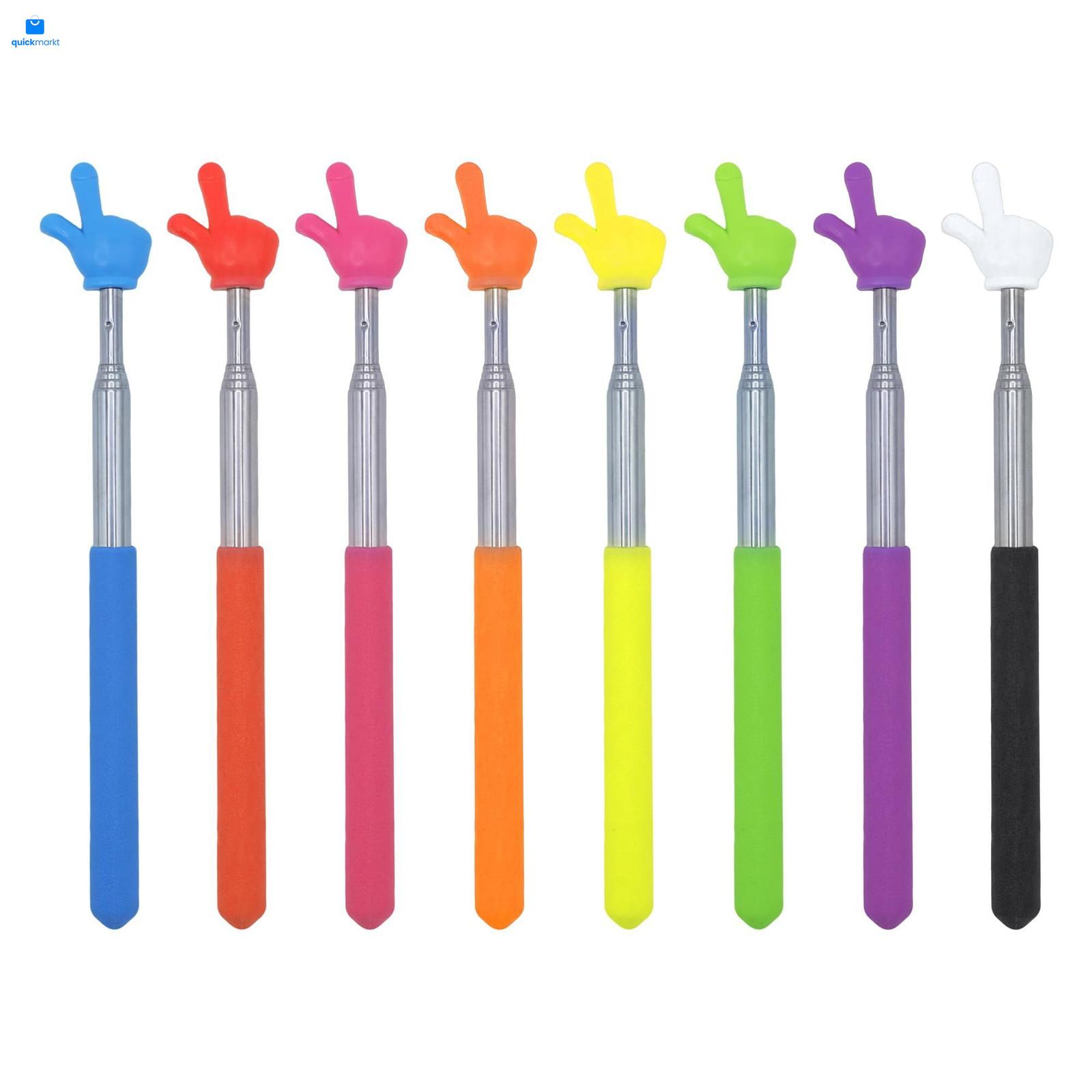 8 Pcs Telescopic Teacher Pointer Stick, Retractable Finger 8 Pcs, 8-Color