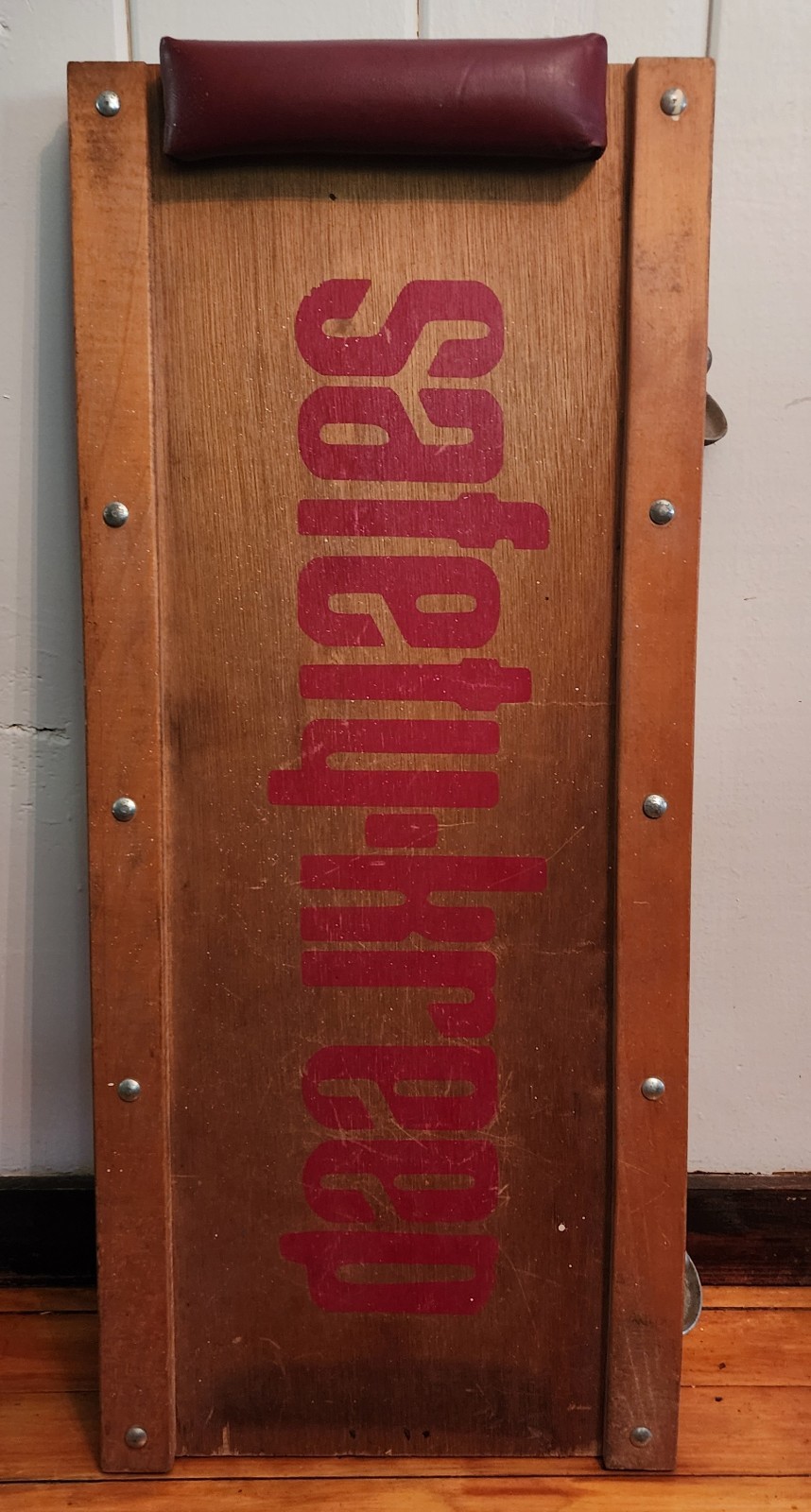 Vintage  SAFETY-KREEP wooden mechanics creeper, also known as a shop crawler 50s