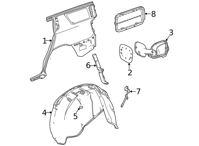 Genuine GM Rear Wheelhouse Panel Bracket 84638600