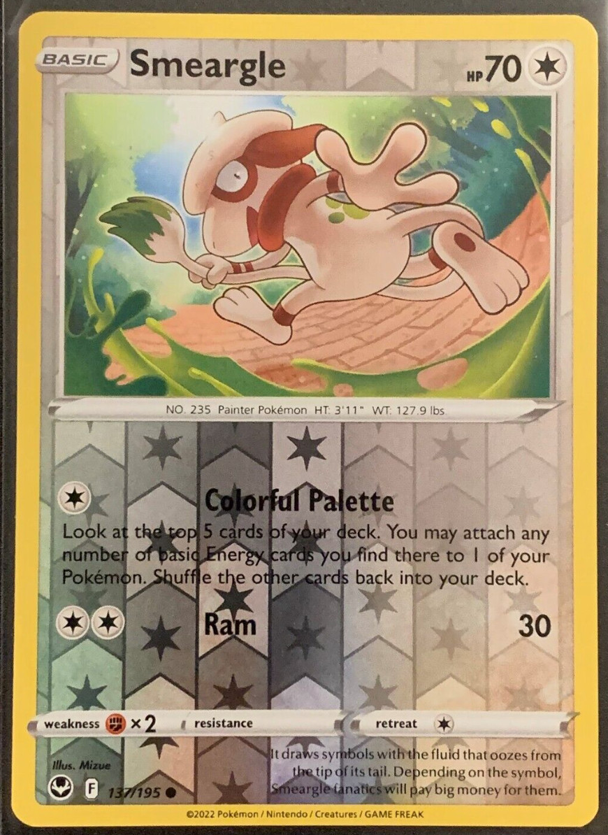 Smeargle - 137/195  - Reverse Holo - Silver Tempest - Pokemon - NM/M