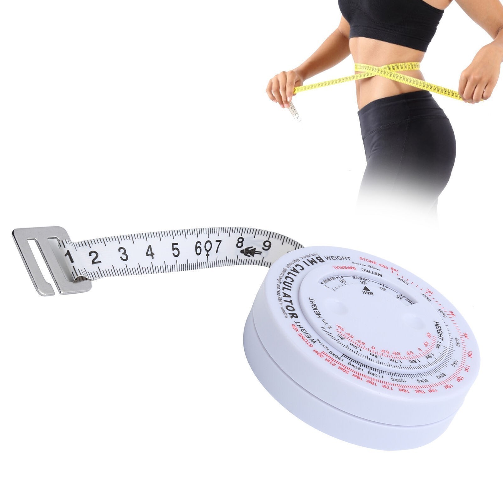 150cm BMI Body Mass Index Tape Measure Body Fat Caliper Weight Loss Calculator