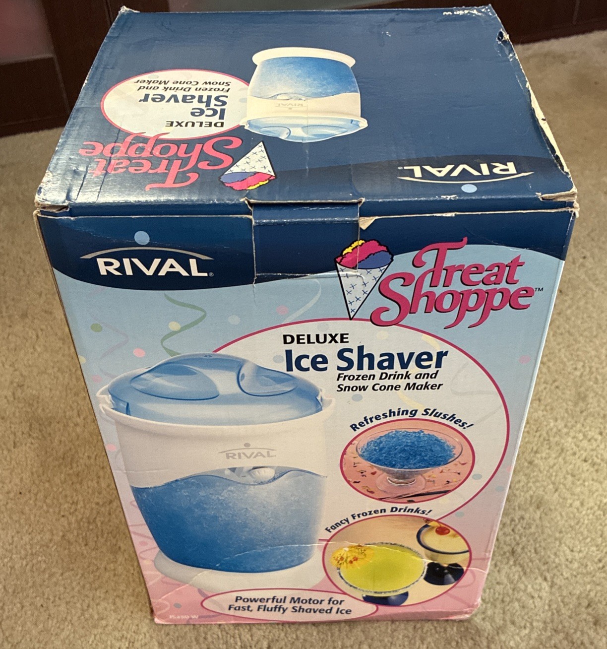 Rival Ice Shaver -Model IS450 W -Blue & White-Test/Works Snowcones Frozen Drinks