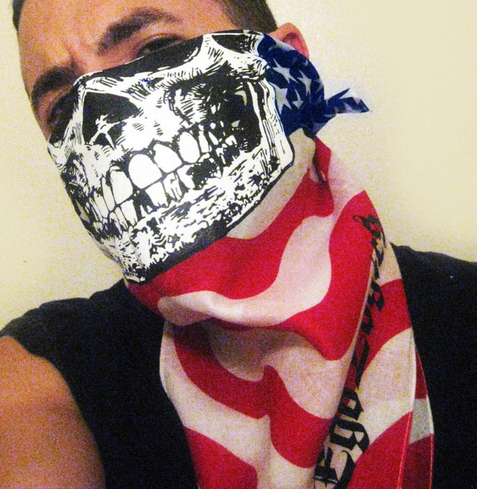 USA AMERICAN FLAG HALF SKULL FACE COTTON BANDANA MASK SPORTS PATRIOTIC BIKER
