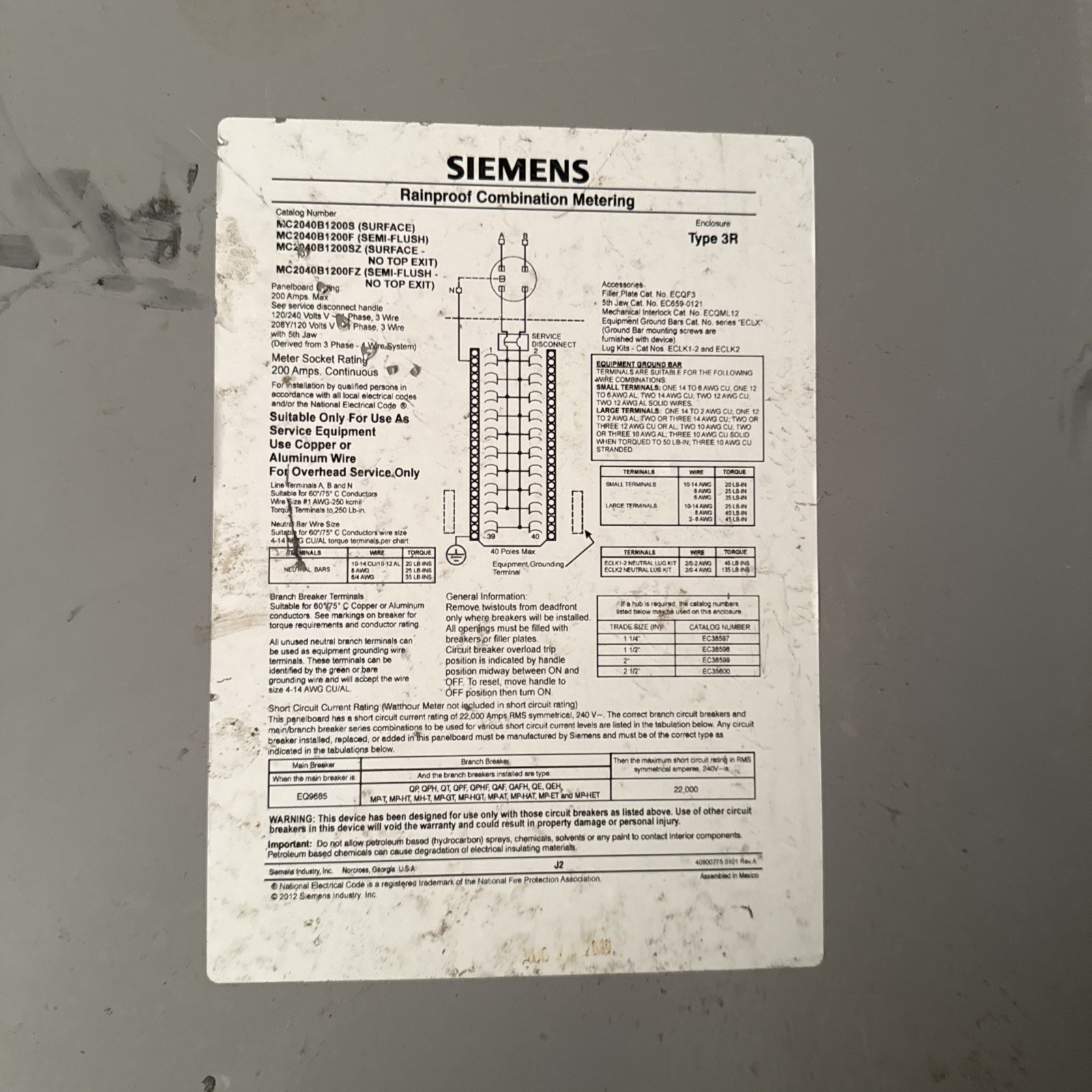Siemens MC2040B1200S Surface Mount Meter Gray