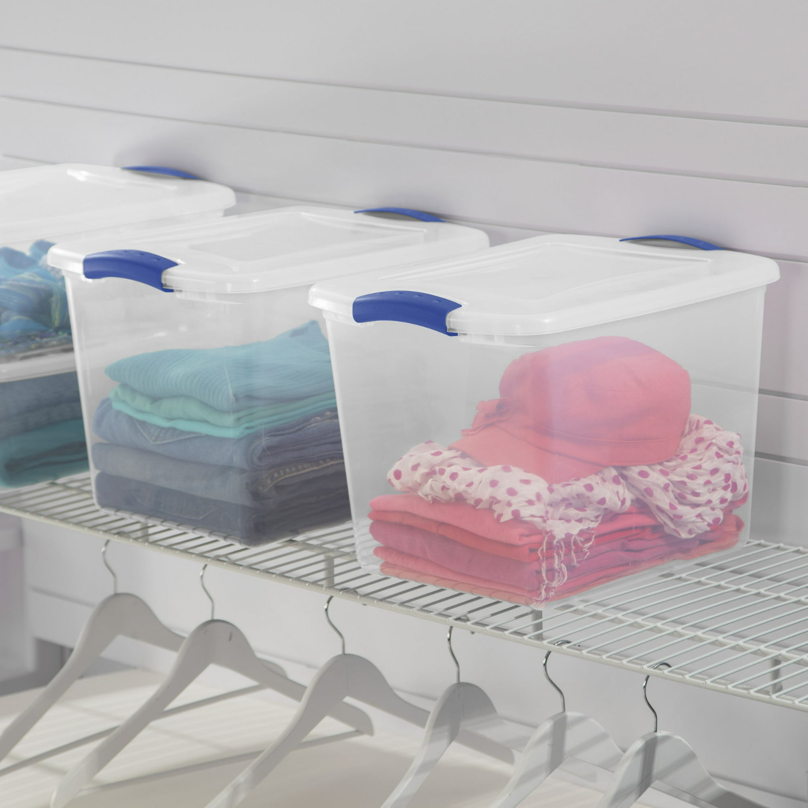 (2 pack) Sterilite 27 Quart Medium Latching Storage Bin Clear Plastic Container