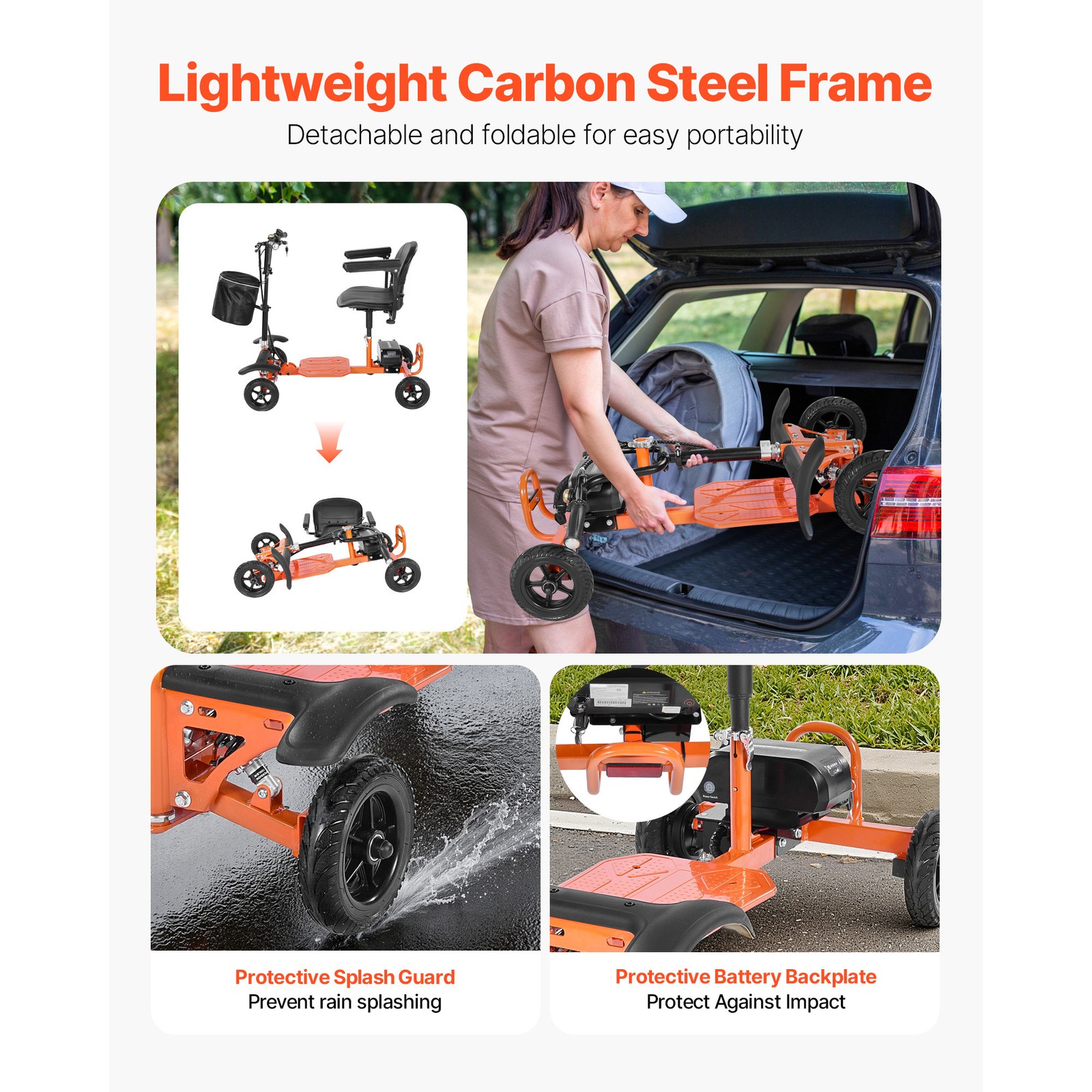 Folding Mobility Scooter for Adults, 265LBS Loading Electric Mobility Scooter