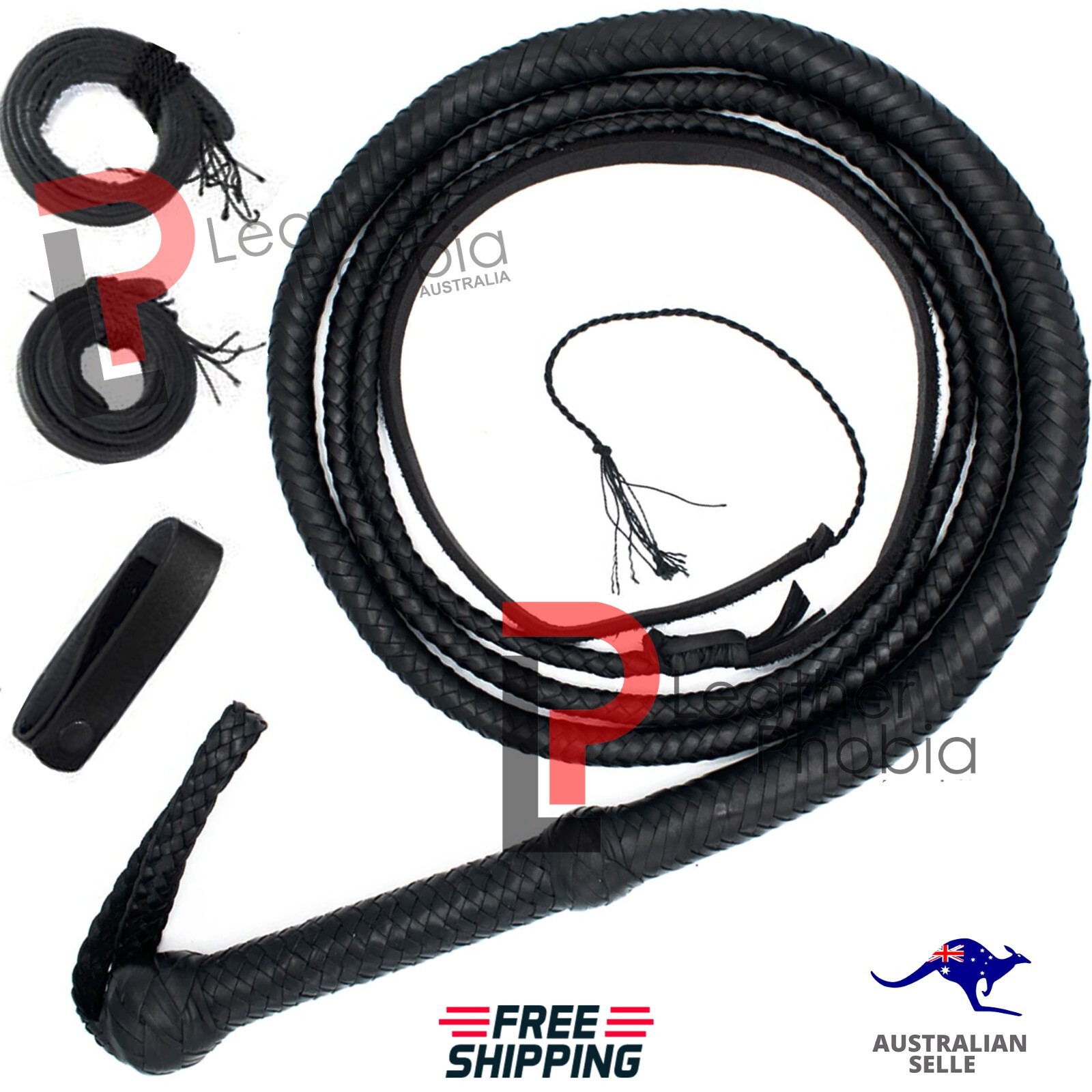 Genuine Leather StockWhip Fully Handmade 4 to 12 Feet 16 Plaits Heavy Duty whips