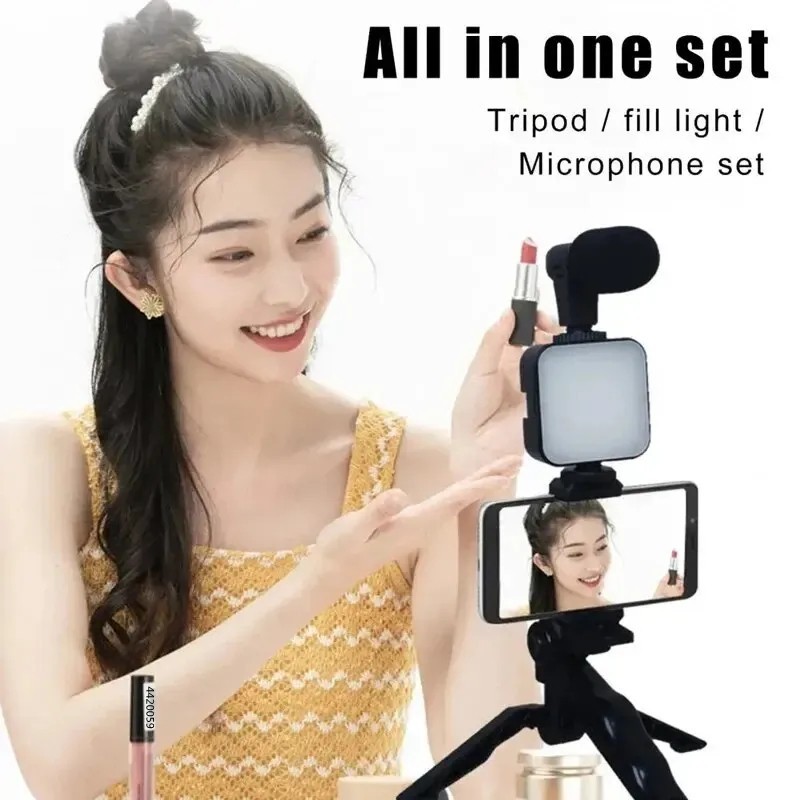 Smartphone Vlogging Kit for iPhone Android with Tripod Mini Microphone Starter