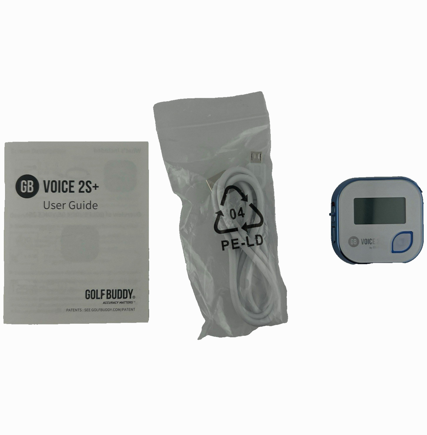 GOLFBUDDY Voice 2S+ Talking GPS Rangefinder Clip On Golf Navigation Blue