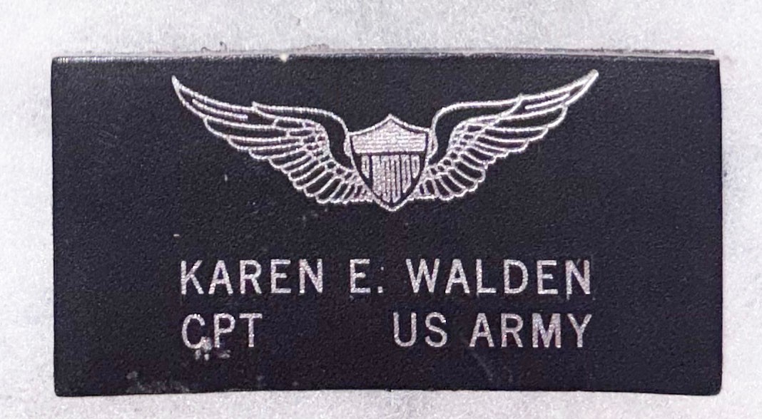 US Army Karen Walden CPT Leather Flight Jacket Name Tag