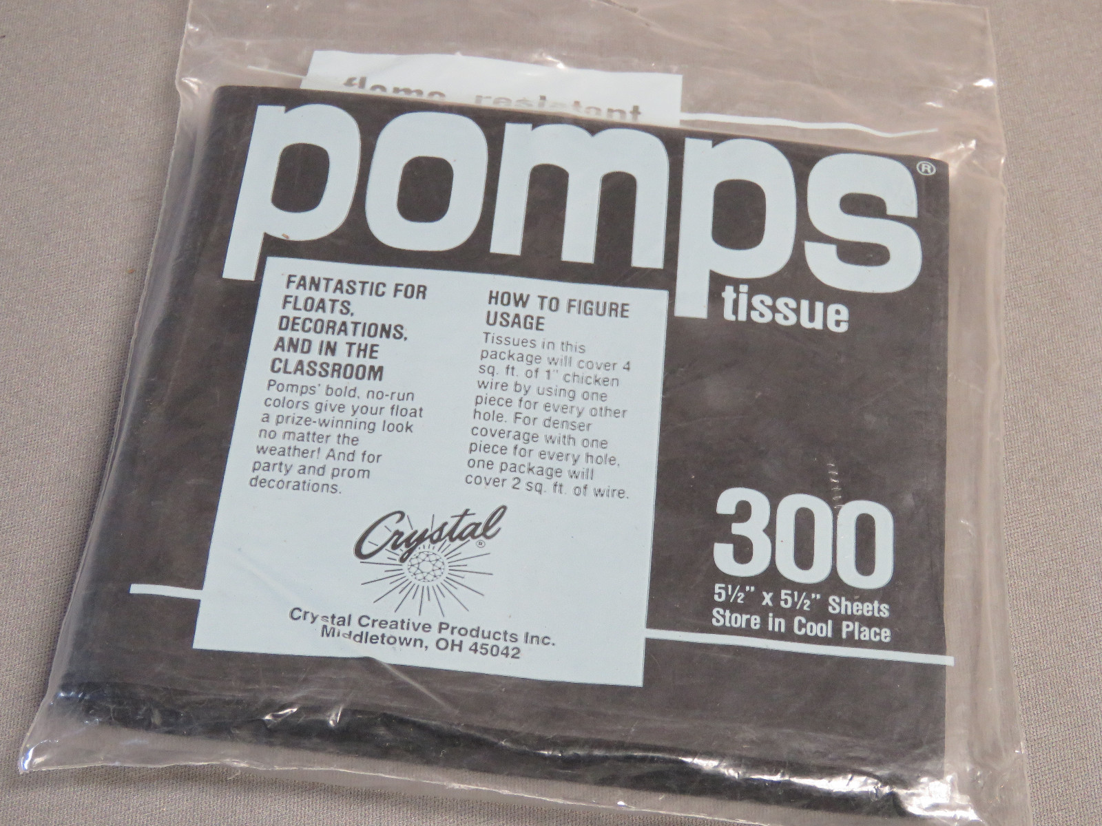 CRYSTAL CREATIVE DECOPUFFS POMPS floats pinata paper craft COLOR BLACK 63034