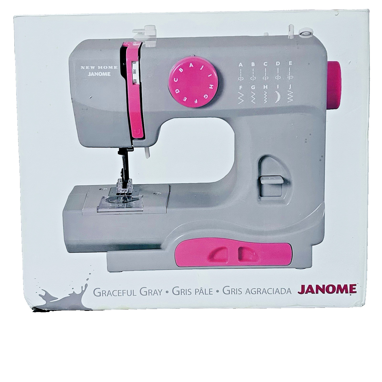 Janome New Home Derby Graceful Gray Sewing Basic Machine Compact Portable NEW