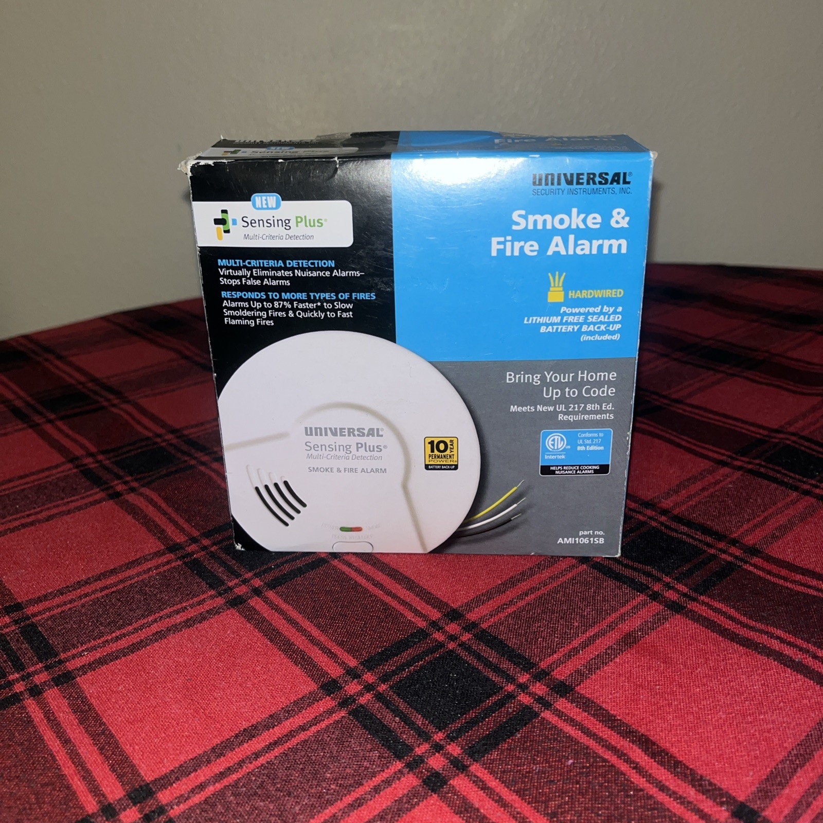 USI Dual Sensor Hardwired Smoke & Fire Detector 10 Year Battery Backup New