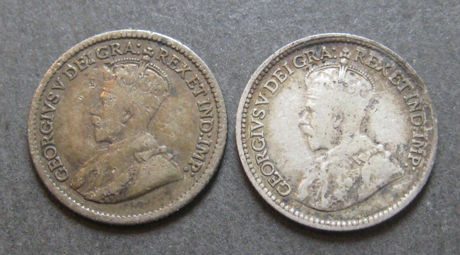1912 & 1919  Canada 5 Cents - Silver - George V - * No Reserve *- (P1724)