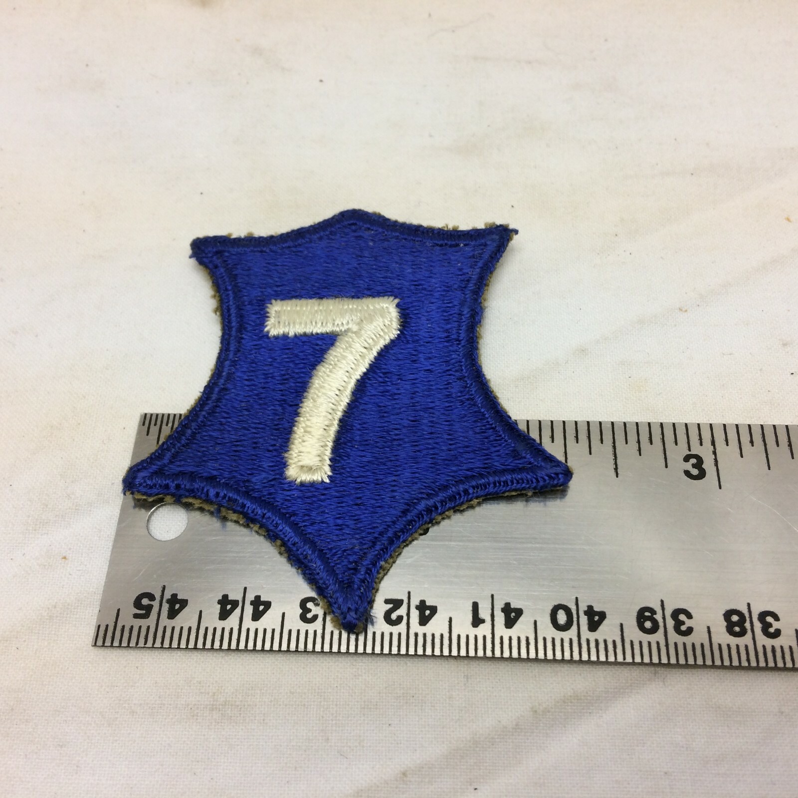 Vintage Military Patch 7th Army Corps White Back 7 Border Variant