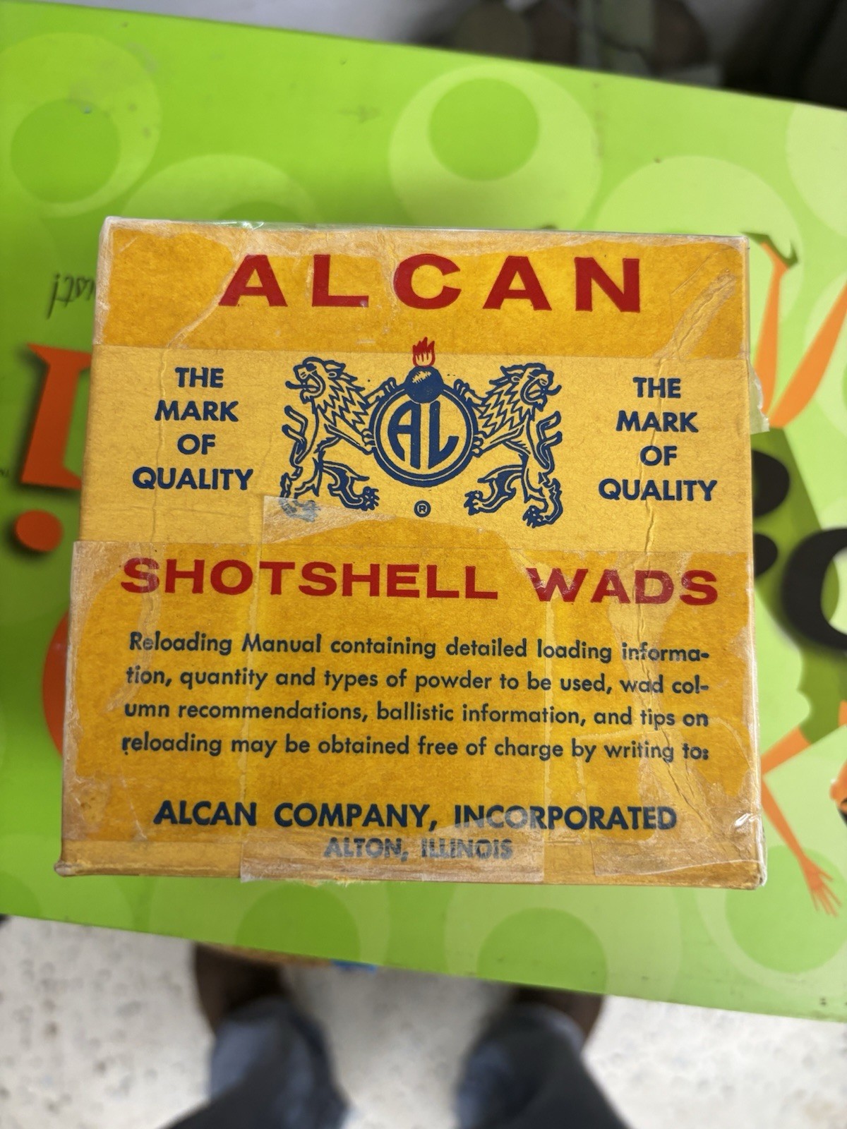 Empty COLLECTABLE BOX ALCAN 12 GA. SHOTSHELL Wads Box Bismarck North Dakota