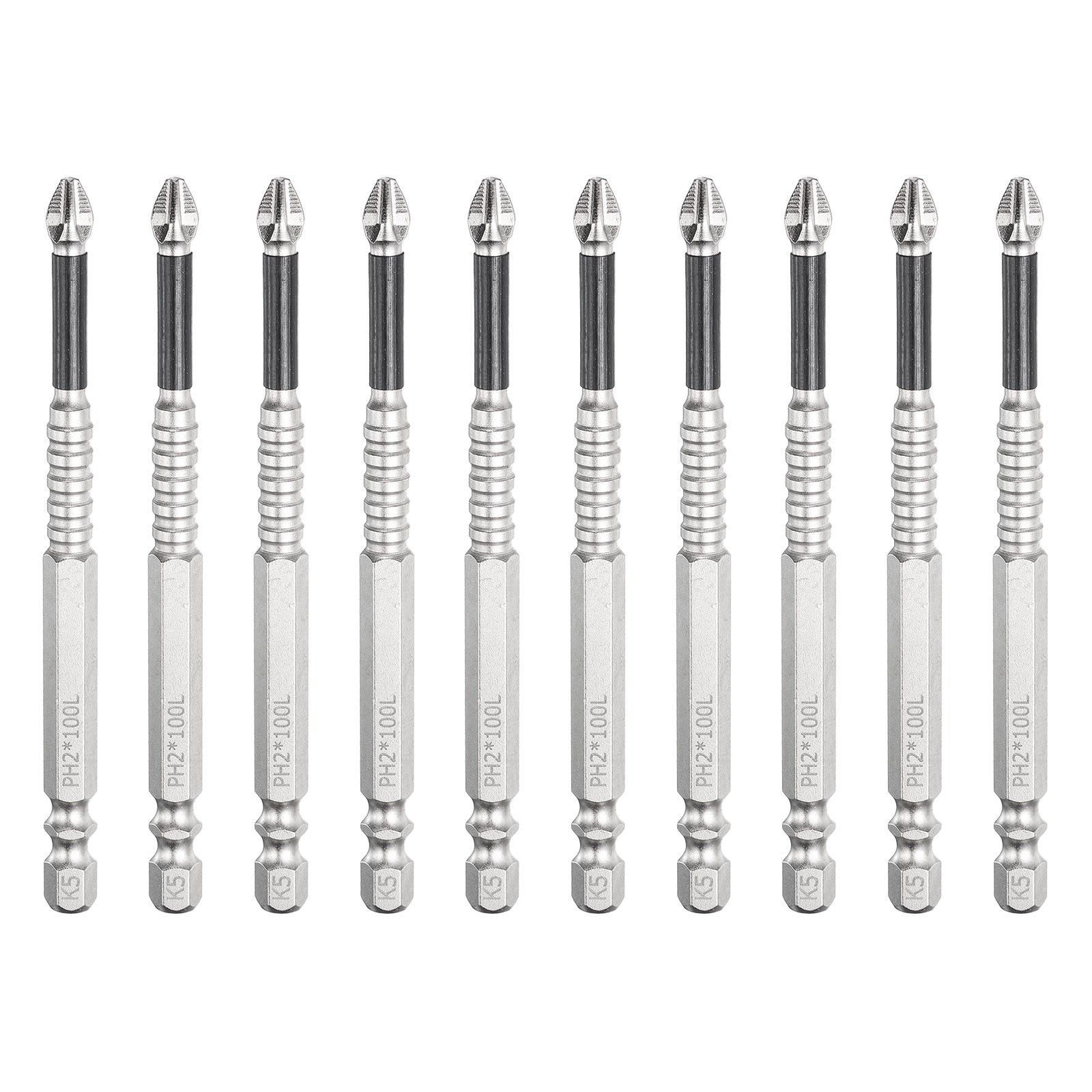 10Pcs, Anti Slip Phillips Impact Screwdriver Bit PH2 1/4" Hex Shank 4" Long