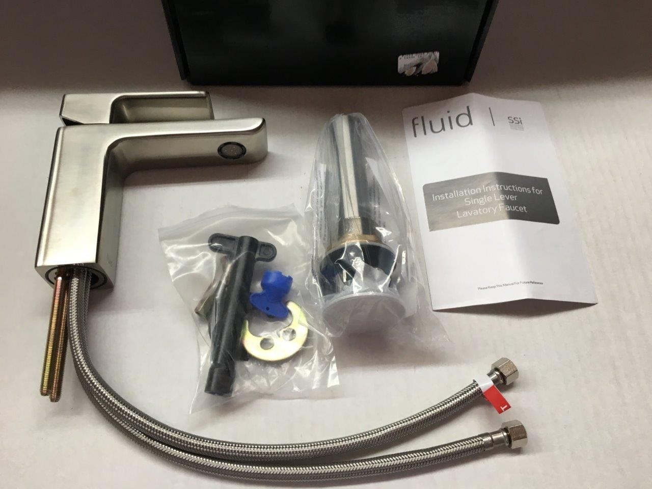 NEW FLUID QUAD SINGLE LEVER LAVATORY BATHROOM FAUCET F16001BN BRUSHED NICKEL