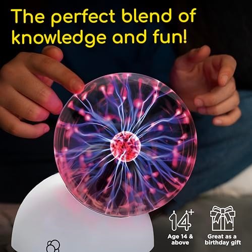Interactive Plasma Ball - 5-Inch Glass Sphere, STEM Science Tool, Electric Light
