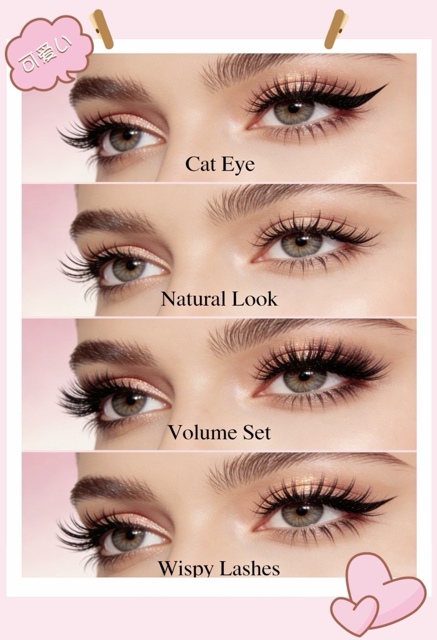 Laminated Waterproof Lash Style Reference Cards for Salon Upsell