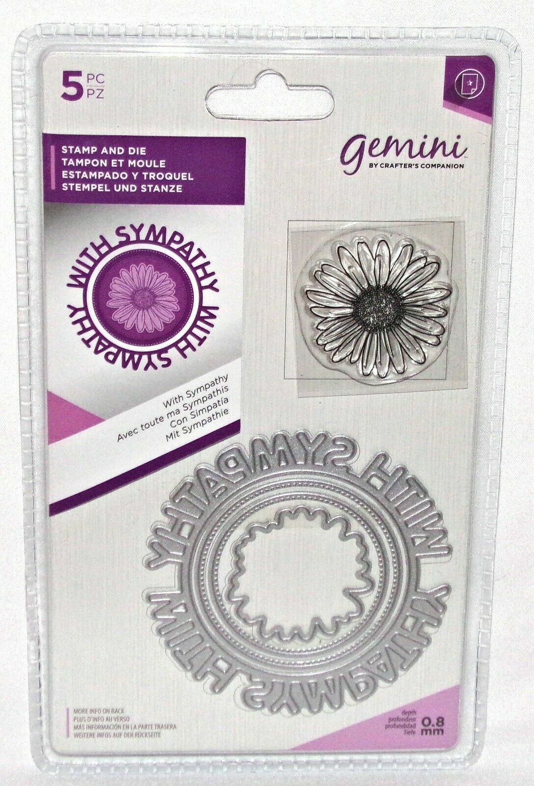 Gemini with Sympathy Die & Flower Clear Stamp Set All New by Crafters Companion