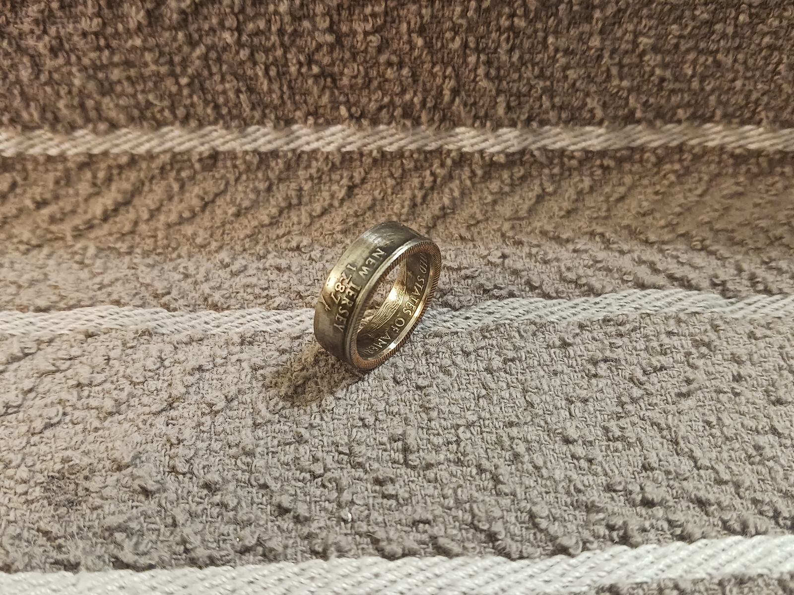 New Jersey Handcrafted Washington Quarters coin ring, size 6   1999