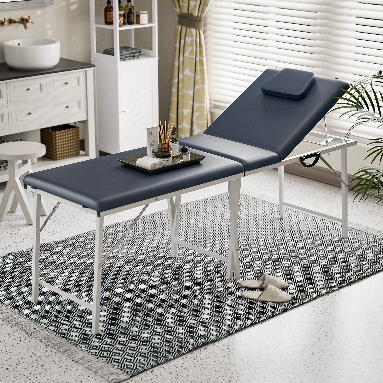 US 74" Adjustable Massage Table 2Fold Portable Facial Spa Salon Bed Tattoo Chair
