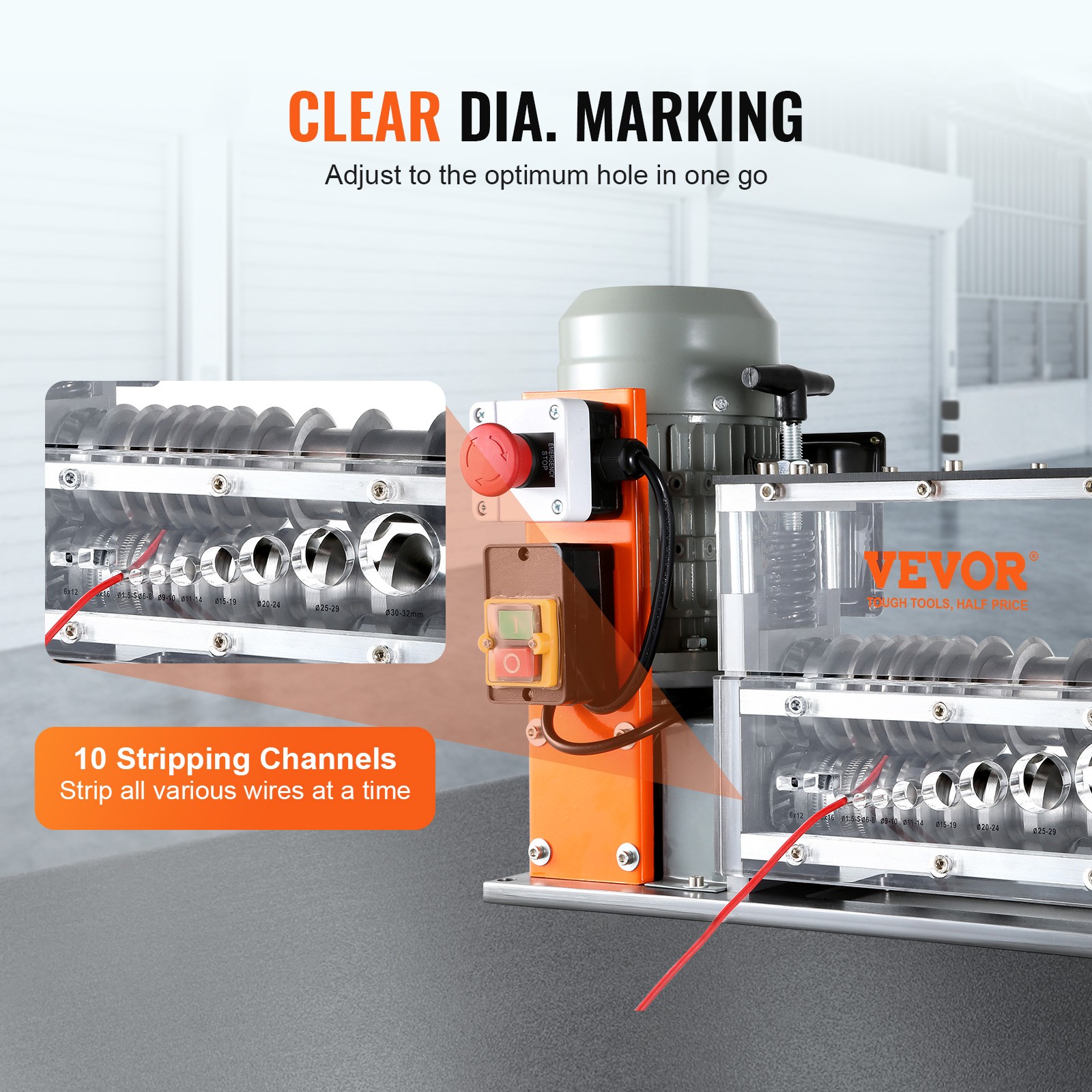 VEVOR Electric Wire Stripping Machine Copper Cable Stripper 0.06''-1.57'' Visual