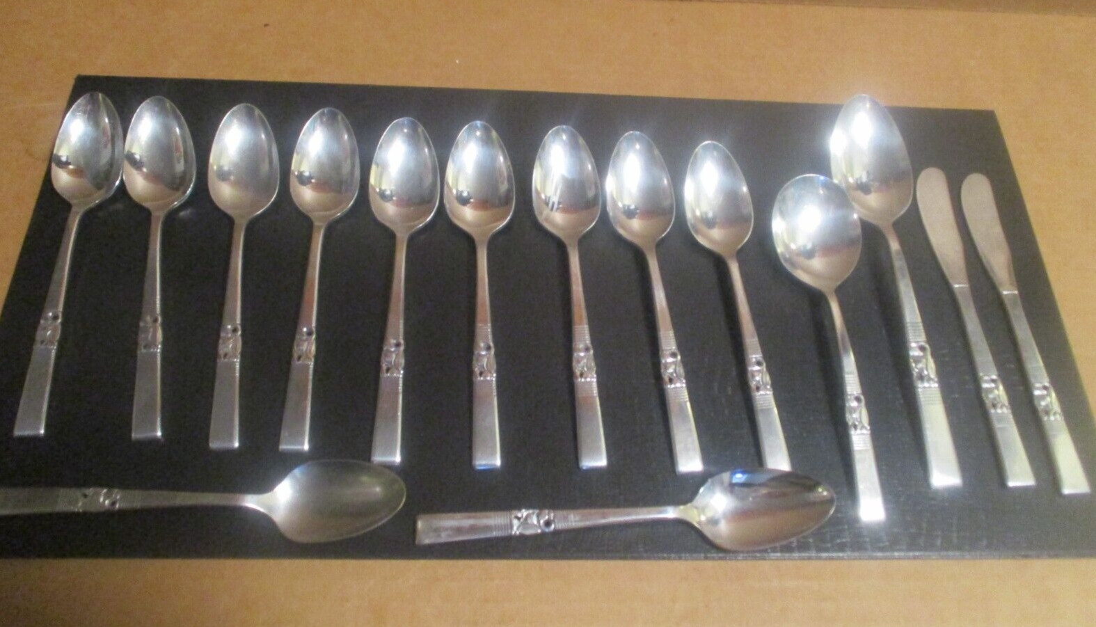 Set 15 Morning Star Silver Plate Flatware  Tea Table Soup Spoons  Butter Knives
