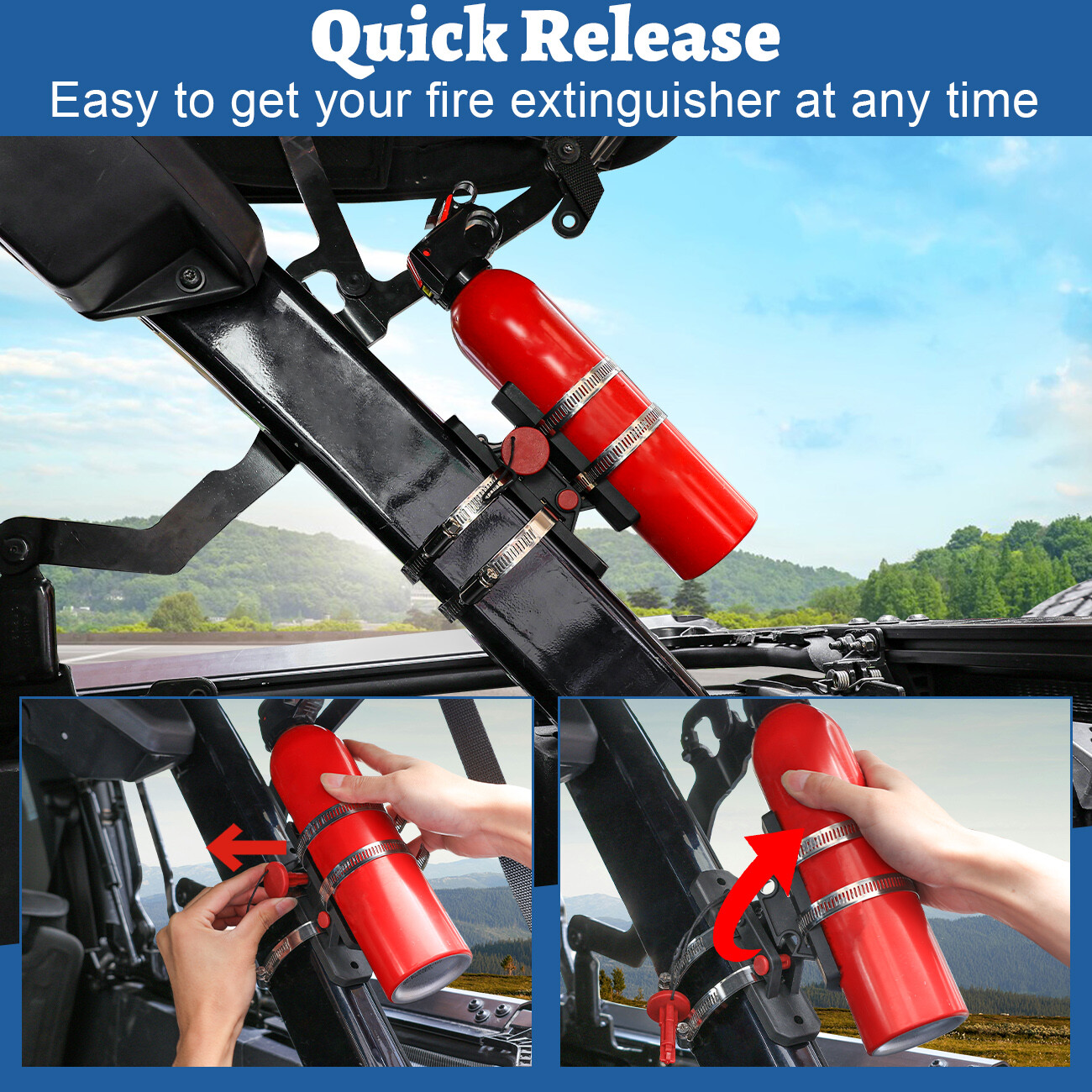 Car Fire Extinguisher Holder Mount Bracket Adjustable Fit For UTV Wranglers RZR