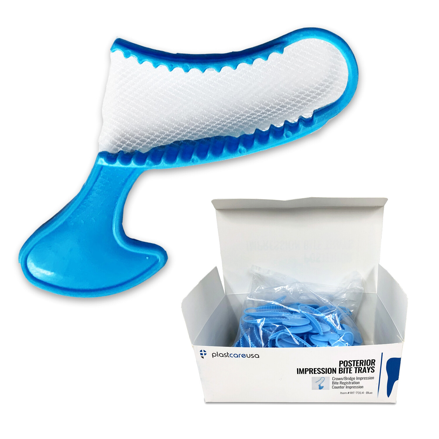 PlastCare USA Posterior Impression Bite Trays Blue Bite Registration