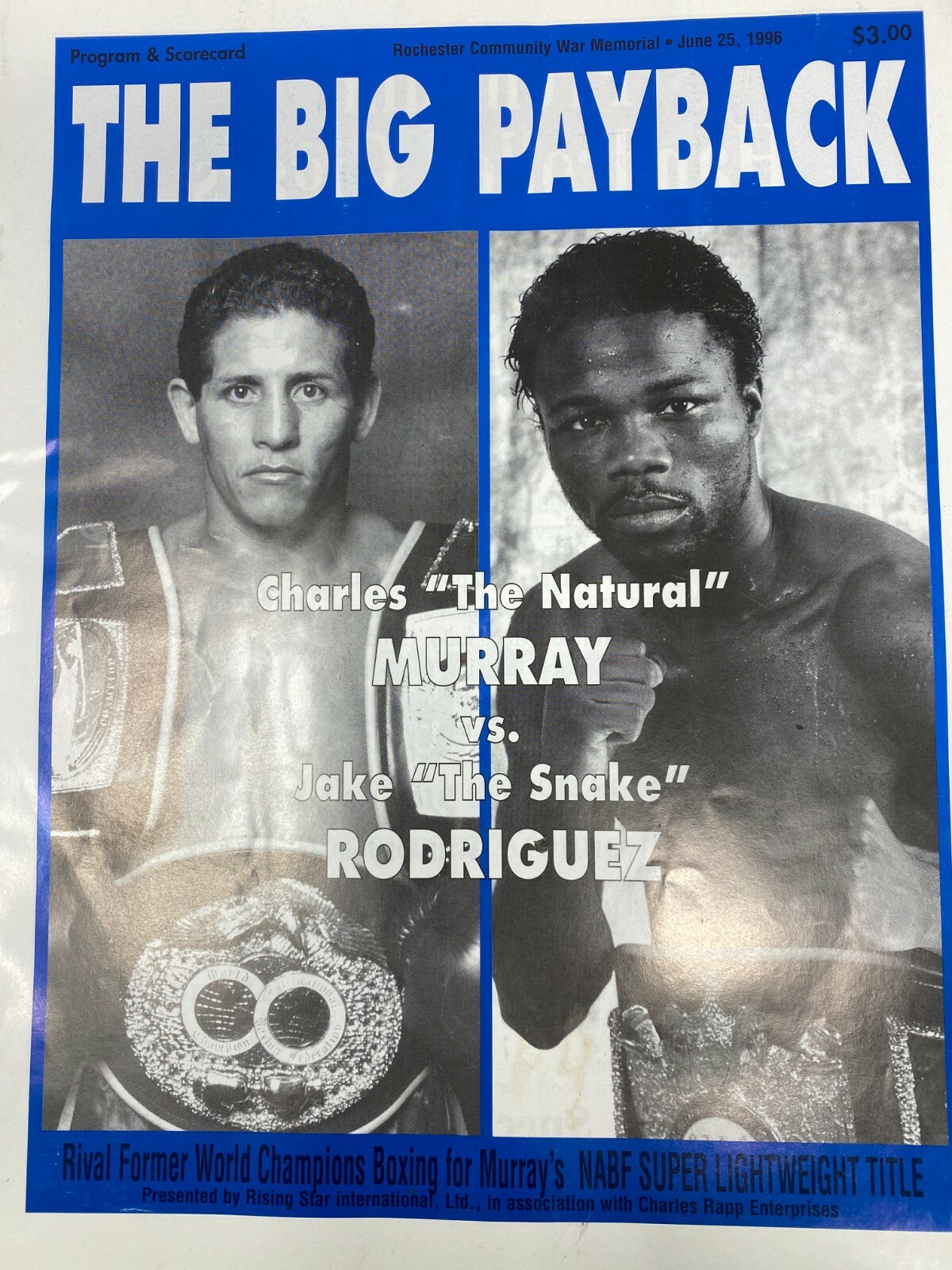 1996 Rochester NY Murray vs Rodriquez Fight Program