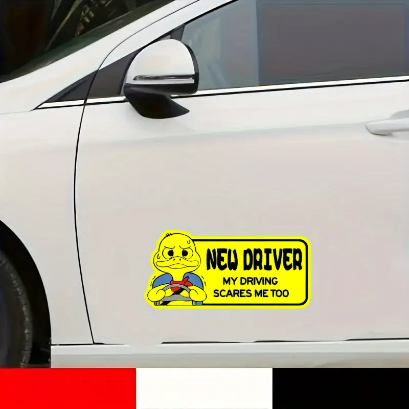 Funny "New Driver - My Driving Scares Me Too" Duck Sticker - Driver Safety Sign